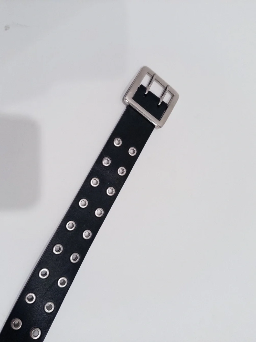Y2k black grommet belt silver grommets 39